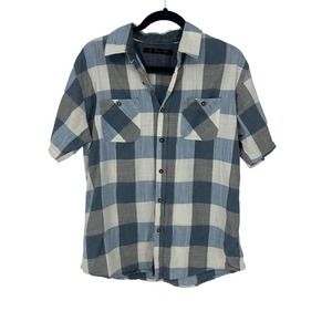 Stoic plaid shirt men’s size medium blue white cotton casual